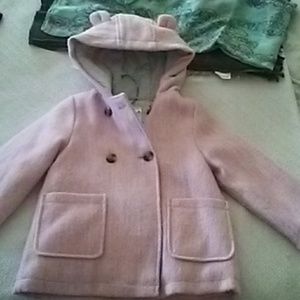 ❤Carters Pink wool Blend Hood Jacket 4T